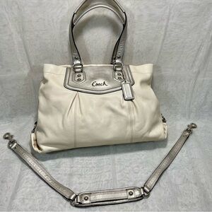 Coach Ashley Ivory Leather Shoulder/Crossbody Bag,